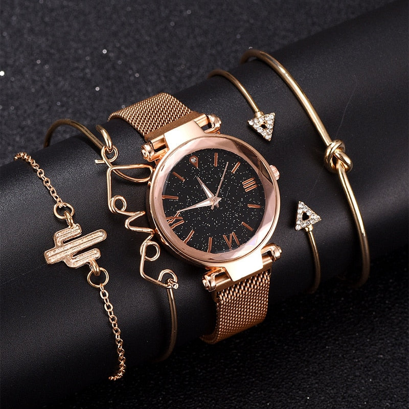 Ladies Woman Watches SET 5pcs