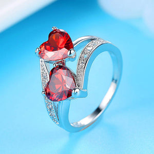 Ring Glamour Engagement Transparent Red Blue Tricolor Zircon