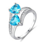 Ring Glamour Engagement Transparent Red Blue Tricolor Zircon