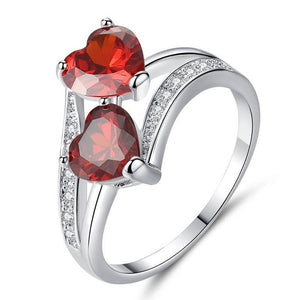 Ring Glamour Engagement Transparent Red Blue Tricolor Zircon